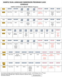 #2- Curriculum - Sample Schedule- English version