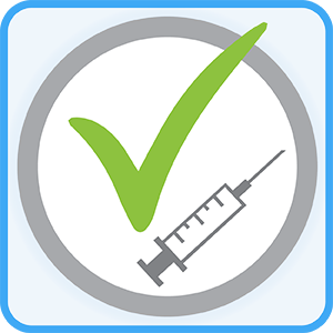 Vaccine with checkmark graphic