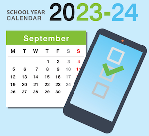 2023-24 calendar with phone checkmark