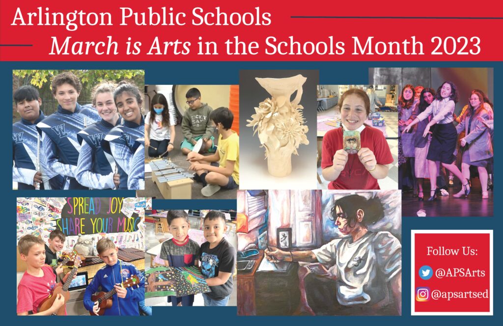 Poster for March is Arts in the schools month 2023